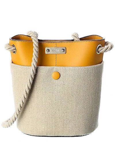 Chloé Key Small Linen & Leather Bucket Bag Women 3 Chloé Key Small Linen & Leather Bucket Bag Women