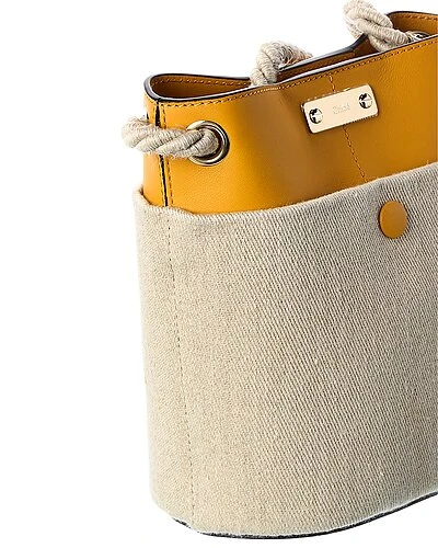 Chloé Key Small Linen & Leather Bucket Bag Women 5 Chloé Key Small Linen & Leather Bucket Bag Women - Image 3