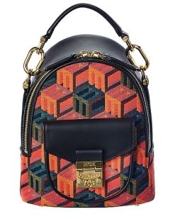 MCM Patricia Monogram Jacquard & Leather Backpack Women