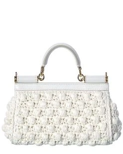 Dolce & Gabbana Sicily Small Crochet & Leather Satchel Women -Fashionable Womens Clothing Store 1111283372 RLLD 2