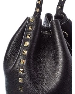 Valentino Rockstud Grainy Leather Bucket Bag Women 8 Valentino Rockstud Grainy Leather Bucket Bag Women -Fashionable Womens Clothing Store 1111365992 RLLD 3