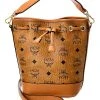 MCM Dessau Mini Drawstring Visetos Bucket Bag Women