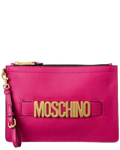 MOSCHINO Logo Leather Clutch Women 3 MOSCHINO Logo Leather Clutch Women