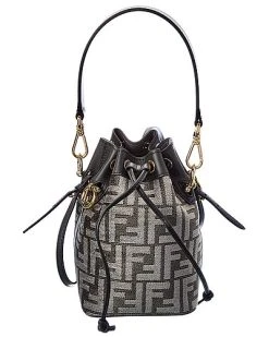 FENDI Mon Tresor Mini FF Tapestry & Leather Bucket Bag Women
