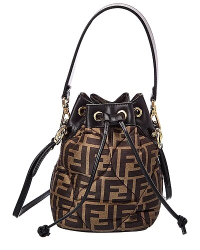 FENDI Mon Tresor Mini FF & Leather Bucket Bag Women 3 FENDI Mon Tresor Mini FF & Leather Bucket Bag Women