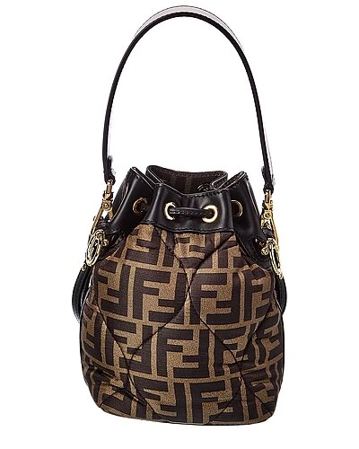 FENDI Mon Tresor Mini FF & Leather Bucket Bag Women 4 FENDI Mon Tresor Mini FF & Leather Bucket Bag Women - Image 2