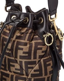 FENDI Mon Tresor Mini FF & Leather Bucket Bag Women 8 FENDI Mon Tresor Mini FF & Leather Bucket Bag Women -Fashionable Womens Clothing Store 1111539244 RLLD 3