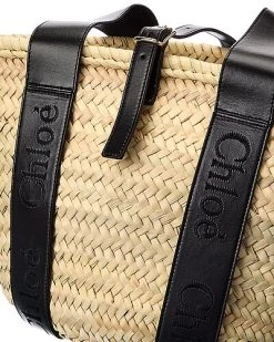 Chloé Sense Medium Raffia & Leather Basket Tote Women 8 Chloé Sense Medium Raffia & Leather Basket Tote Women -Fashionable Womens Clothing Store 1111970774 RLLD 3