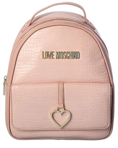 LOVE MOSCHINO Heart Croc-Embossed Backpack Women 3 LOVE MOSCHINO Heart Croc-Embossed Backpack Women