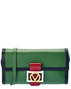 By Mario Valentino Ava V Emblem Leather Clutch Women