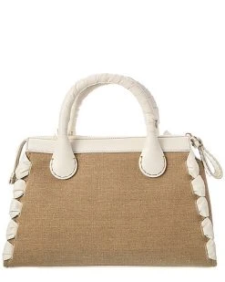 Chloé Edith Day Medium Linen & Leather Satchel Women 7 Chloé Edith Day Medium Linen & Leather Satchel Women -Fashionable Womens Clothing Store 1160470559 RLLD 2