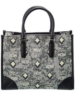 MCM Vintage Jacquard Monogram Canvas & Leather Tote Women -Fashionable Womens Clothing Store 1161313019 RLLD 2