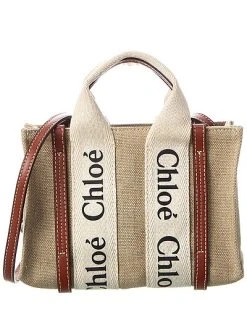 Chloé Woody Mini Canvas & Leather Tote Women