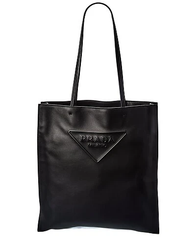 Prada Logo Leather Tote Women 3 Prada Logo Leather Tote Women