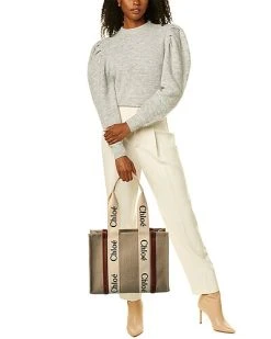 Chloé Woody Medium Canvas & Leather Tote Women -Fashionable Womens Clothing Store 1161495877 RLLD 4
