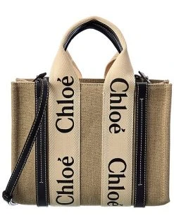 Chloé Woody Small Canvas & Leather Tote Women