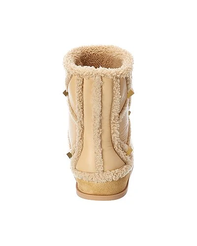 Valentino Roman Stud Leather & Shearling Boot Women 5 Valentino Roman Stud Leather & Shearling Boot Women - Image 3