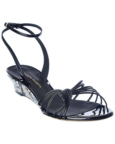 Giuseppe Zanotti Ylenia 30 Python & Patent Wedge Sandal Women 2 Giuseppe Zanotti Ylenia 30 Python & Patent Wedge Sandal Women