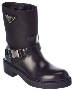 Prada Logo Nylon & Leather Boot Women