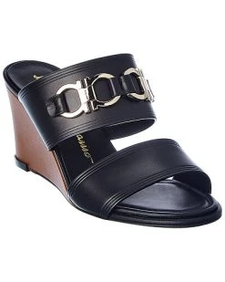 Salvatore Ferragamo Chaim Leather Wedge Sandal Women