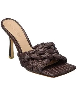 Bottega Veneta Stretch Raffia & Leather Sandal Women