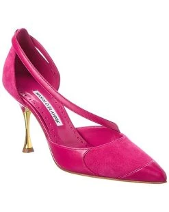 Manolo Blahnik Repim 90 Leather & Suede Pump Women