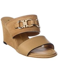 Salvatore Ferragamo Chaim Suede & Leather Wedge Sandal Women