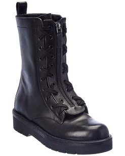 Valentino Rockstud Leather Combat Boot Women