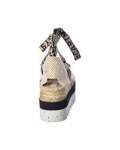 STELLA MCCARTNEY Gaia Logo Strap Canvas Platform Wedge Espadrille Women -Fashionable Womens Clothing Store 1313390653 RLLD 3