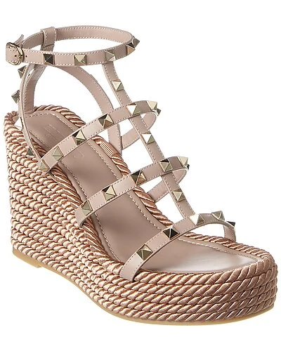 Valentino Rockstud 95 Leather Wedge Sandal Women 3 Valentino Rockstud 95 Leather Wedge Sandal Women