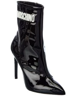 MOSCHINO Logo Patent Bootie Women