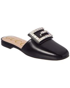 Gucci Crystal G Leather Slipper Women