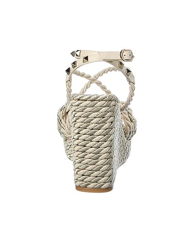 Valentino Rockstud 105 Silk Braid Wedge Sandal Women 5 Valentino Rockstud 105 Silk Braid Wedge Sandal Women - Image 3