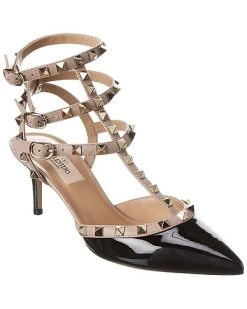 Valentino Rockstud Caged 65 Patent Ankle Strap Pump Women