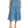 Ba&sh Tiered Midi Linen-Blend Skirt Women