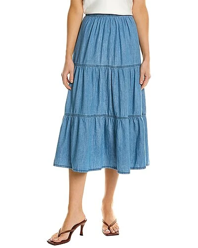 Ba&sh Tiered Midi Linen-Blend Skirt Women 3 Ba&sh Tiered Midi Linen-Blend Skirt Women