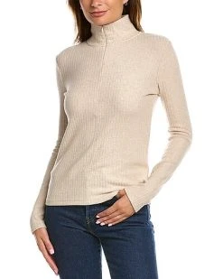Vince Ribbed Turtleneck 1/2-Zip Sweater Women