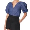 Carolina Herrera Shirred Puff Sleeve Top Women