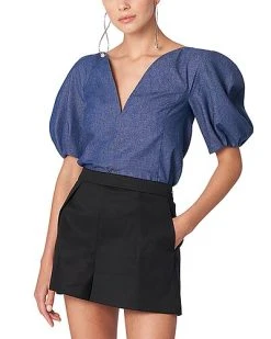 Carolina Herrera Shirred Puff Sleeve Top Women