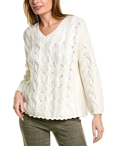 V-Neck Cabled Wool Sweater Women 3 V-Neck Cabled Wool Sweater Women