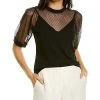 Sheer Mesh Trim Top Women