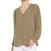 NYDJ Smocked V-Neck Blouse Women