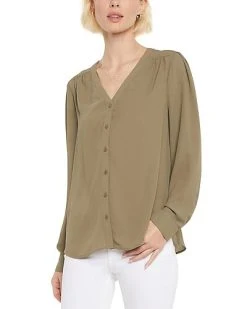 NYDJ Smocked V-Neck Blouse Women