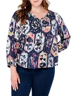 Plus Medallion Mix Top Women