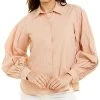 Slub Button Down Blouse Women