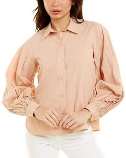 Slub Button Down Blouse Women