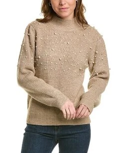 Pearl Bead Wool-Blend Sweater Women