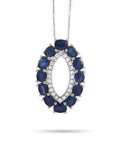 14K 2.71 Ct. Tw. Diamond & Sapphire Pendant Necklace Women
