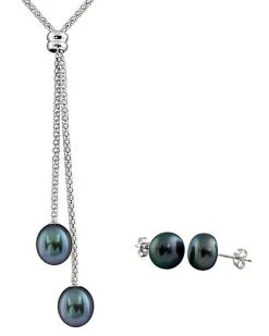 Ver 7-7.5mm Freshwater Pearl Necklace & Studs Set Women