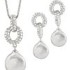 Ver 11-12mm Freshwater Pearl & CZ Drop Earrings & Necklace Set Women -Fashionable Womens Clothing Store 6020407913 RLLD 1